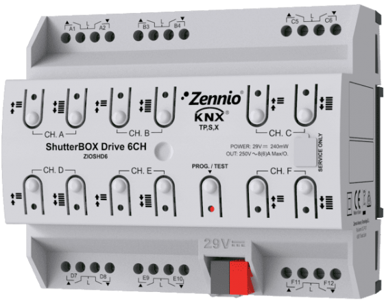 Zennio ShutterBOX Drive 6CH - actionneur de volets 6 canaux ZIOSHD6