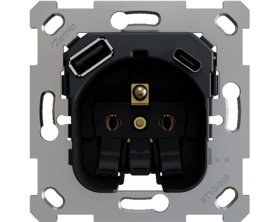 Zennio ZS55/ZS70 -Prise française avec USB C + A - ZSIF2US