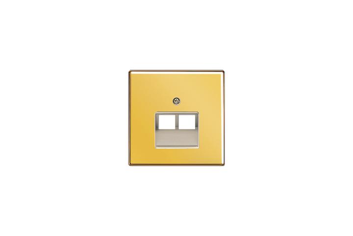 Ensemble mécanisme prise RJ 45 double or traité