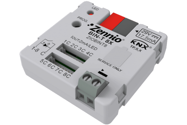 Zennio BIN-T 8X Interface universelle avec 8 entrées binaires/sorties LED ZIOBINT8