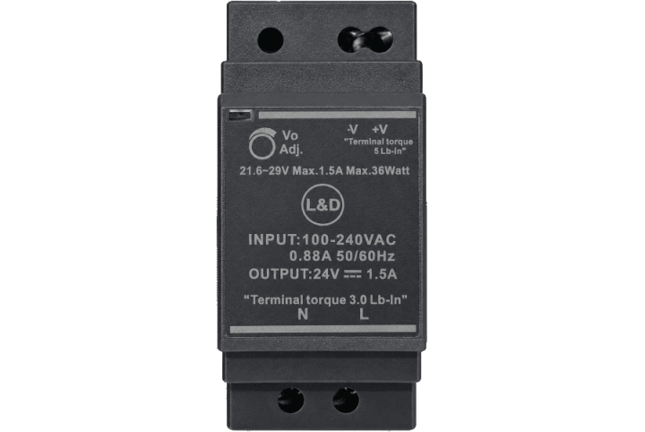 L&D Alimentation 24V DC 30W 1.5A installation rail Din HDR-30-24