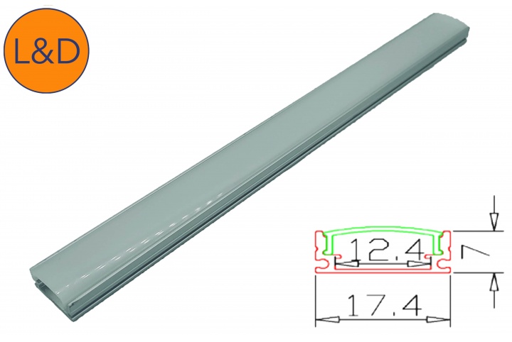 Profil aluminium finition Givrée pour ruban LED blanc IP20