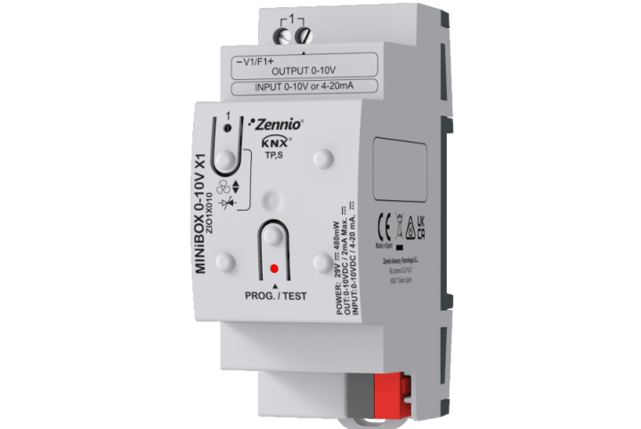 Zennio MINiBOX 0-10V X1 Actionneur multifonction avec 1 bloc de sortie/entrée analogique de 0-10 V - ZIO1X010