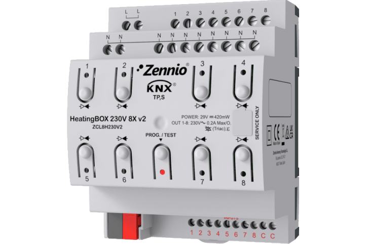 Zennio HeatingBox 230V 8X v2 Actionneur de chauffage ZCL8H230V2