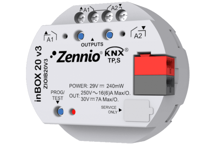 Zennio inBOX 20 V3 Actionneur encastrable 2 sorties ZIOIB20V3