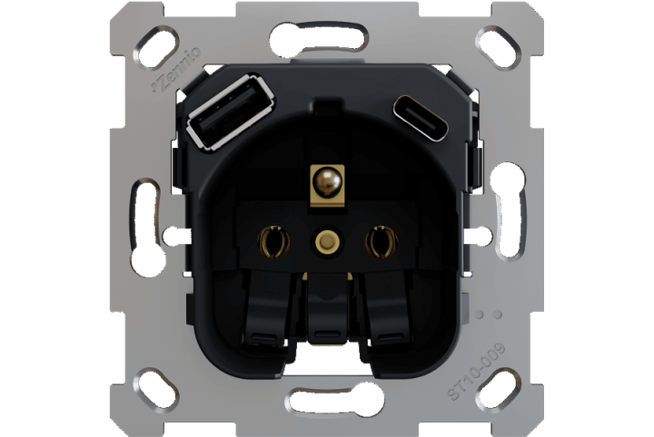 Zennio ZS55/ZS70 -Prise française avec USB C + A - ZSIF2US